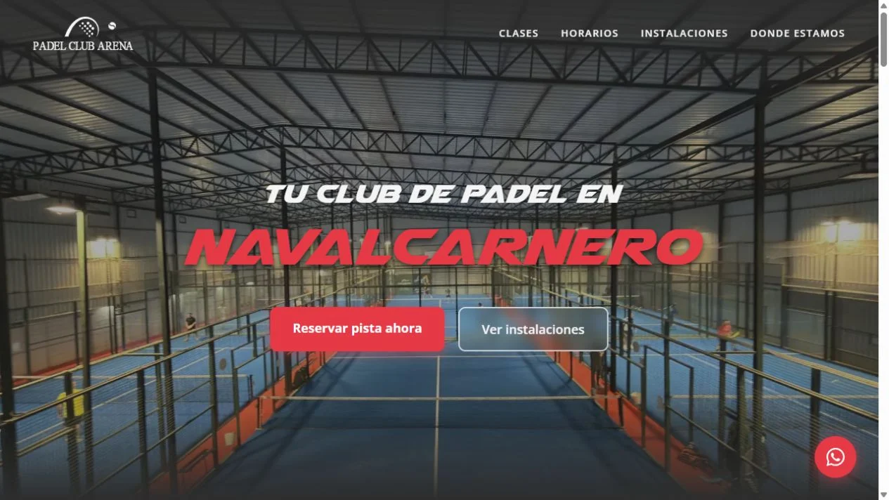 Captura real de la portada de Padel Club Arena